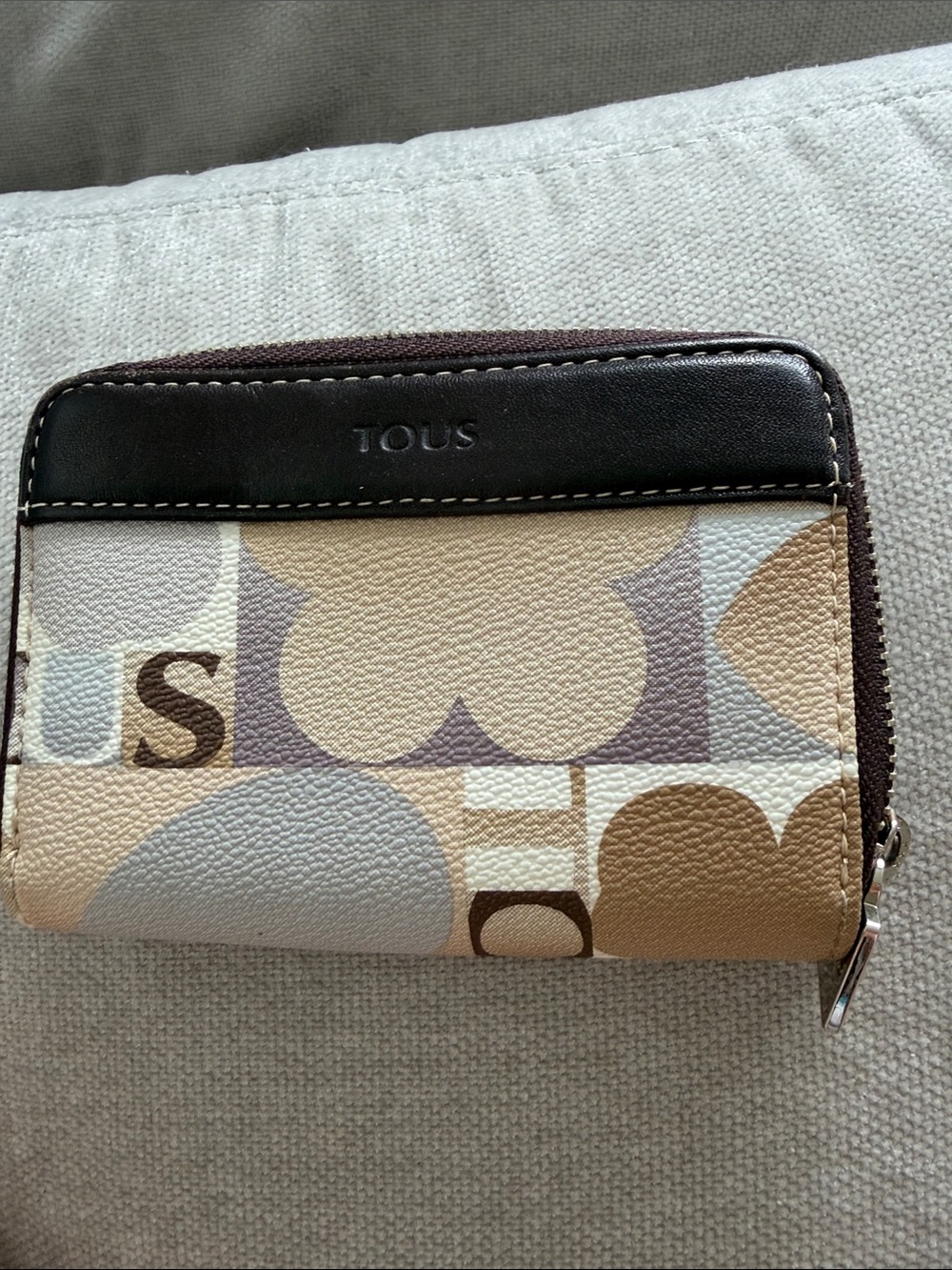 TOUS Beige, Cream & Brown Patterned Zip Wallet